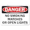 Signmission OSHA Danger Decal, No Smoking Matches or Open Lights, 7in X 5in Decal, 5" W, 7" L, Landscape OS-DS-D-57-L-19446 - alternate 1